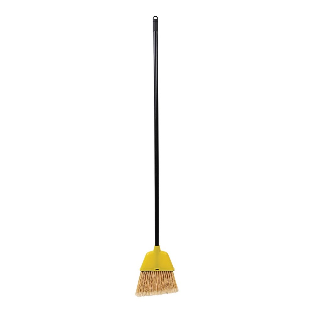 Genuine Joe Angle Broom - Polyvinyl Chloride (PVC) Bristle - 47" Handle Length - 54.5" Overall Length - Plastic Handle - Yellow - 1 Each. Picture 9