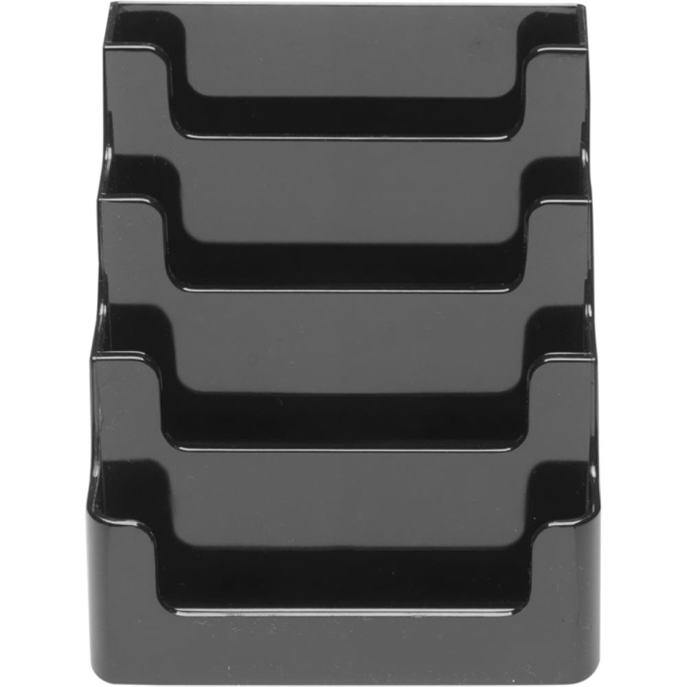 Deflecto 4 Tier Business Card Holder - 3.8" x 3.9" x 3.5" x - Plastic - 1 Each - Black - Storage Compartment, Durable, Recyclable. Picture 5