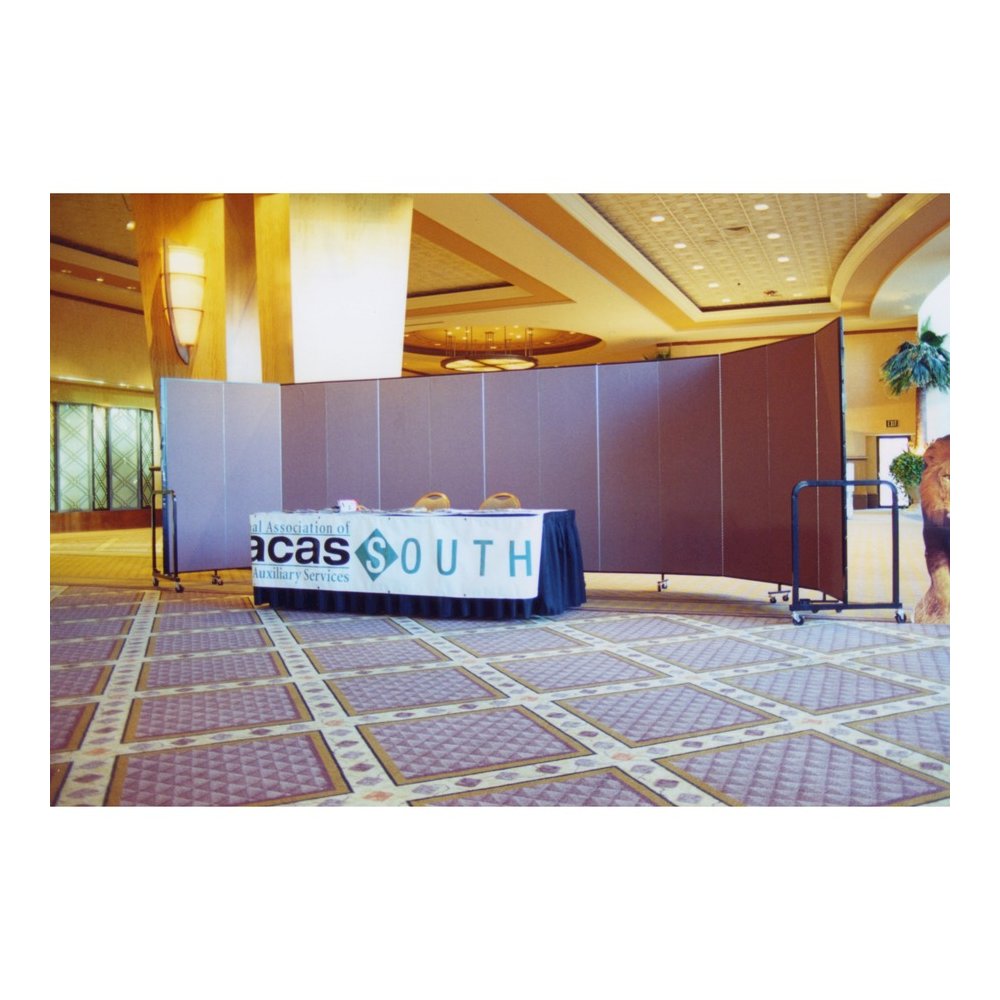 Screenflex Portable Room Dividers - 72" Height x 20.4 ft Length - Black Metal Frame - Polyester - Stone - 1 Each. Picture 12