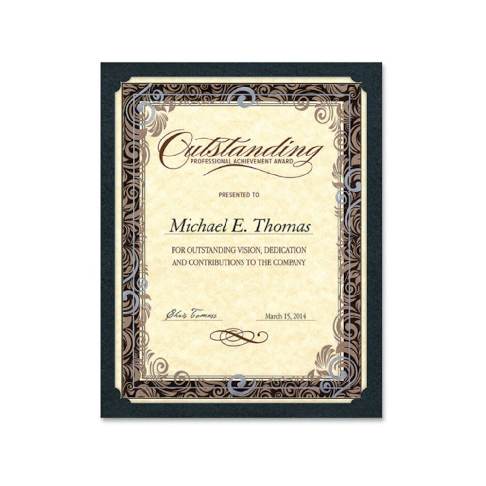 Southworth Letter Certificate Holder - 8 1/2" x 11" - Linen - Black - Heavyweight, Tab, Acid-free, Lignin-free - 0% Recycled - 10 / Pack. Picture 6