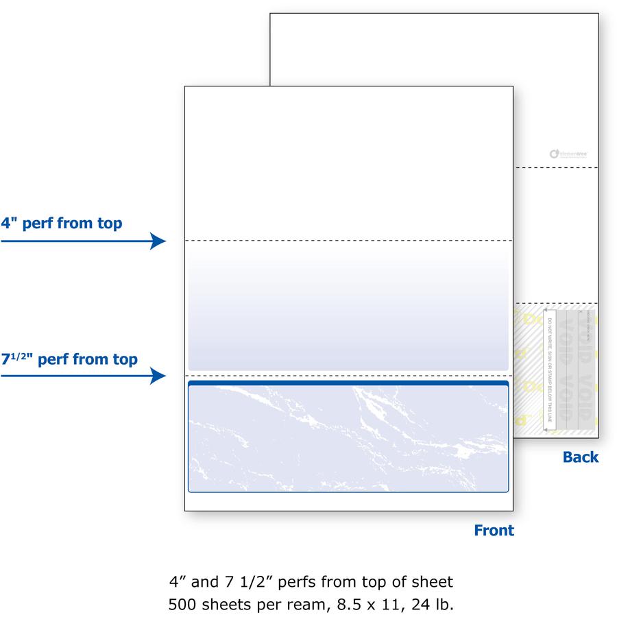 DocuGard Security Business Checks - Letter - 8 1/2" x 11" - 24 lb Basis Weight - Smooth - 500 / Ream - Erasure Protection, Watermarked - Marble Blue. Picture 4