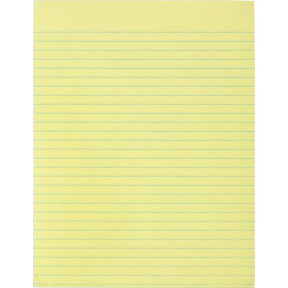 Business Source Glued Top Ruled Memo Pads - Letter - 50 Sheets - Glue - 16 lb Basis Weight - Letter - 8 1/2" x 11" Sheet Size - Canary Paper - No - 1 Dozen. Picture 2