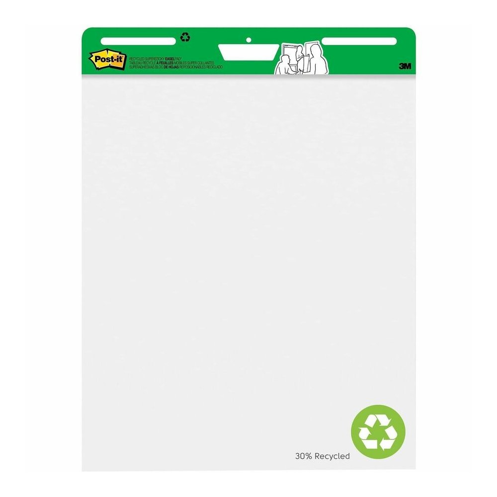 Post-it&reg; Flip-Chart Pad - 30 Sheets - Plain - Stapled - 18.50 lb Basis Weight - 25" x 30" Sheet Size - 35.80" Height x 25.2" Width x 1.8" Depth - White Paper - Cardboard Cover - Repositionable, Bl. Picture 5
