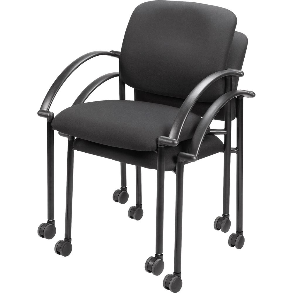 Lorell Upholstered Guest Chair with Arms - Black Seat Color - Black Frame Color - Steel Frame Material - Four-legged Base - Black - Armrest - 2 / Carton. Picture 3