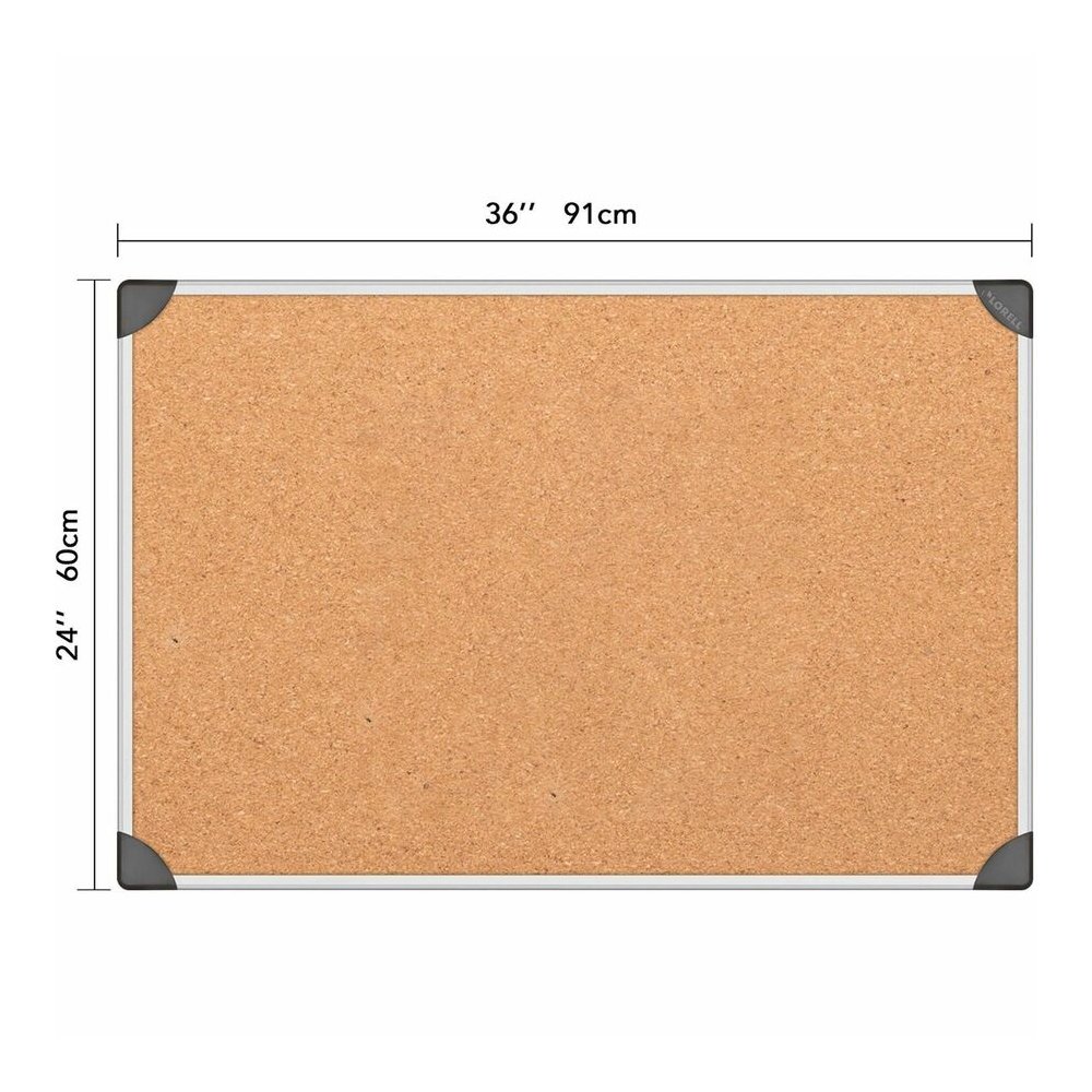 Lorell Corkboard - 24" Board Height x 36" Board Width - Cork Surface - Durable, Resist Warping, Laminated, Resilient - Aluminum Frame - 1 Each. Picture 8