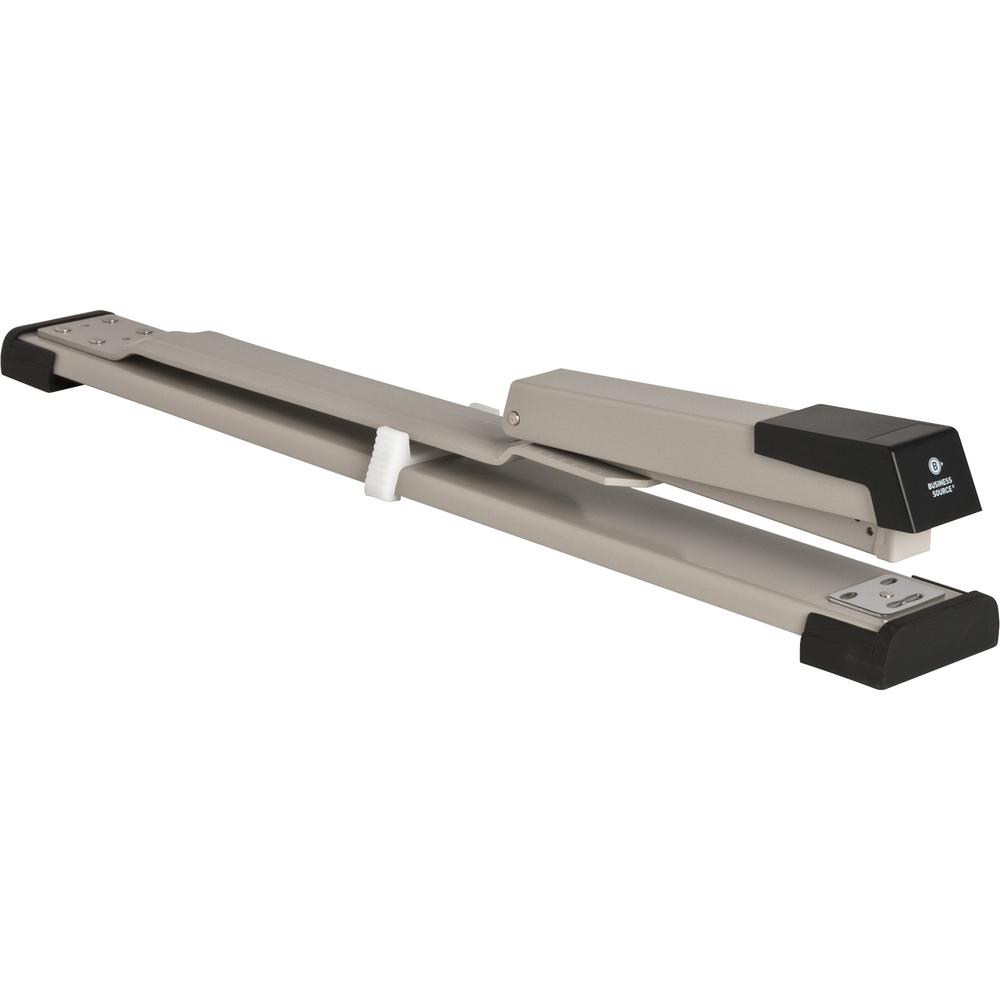 Business Source Long Reach Stapler - Staples Upto 20 Sheet of 20lb Paper - Holds Upto 210 Staple - Full Strip - Staple Size: 0.25" - 12" Throat Depth - Putty, Gray, Black - 1 Each. Picture 11