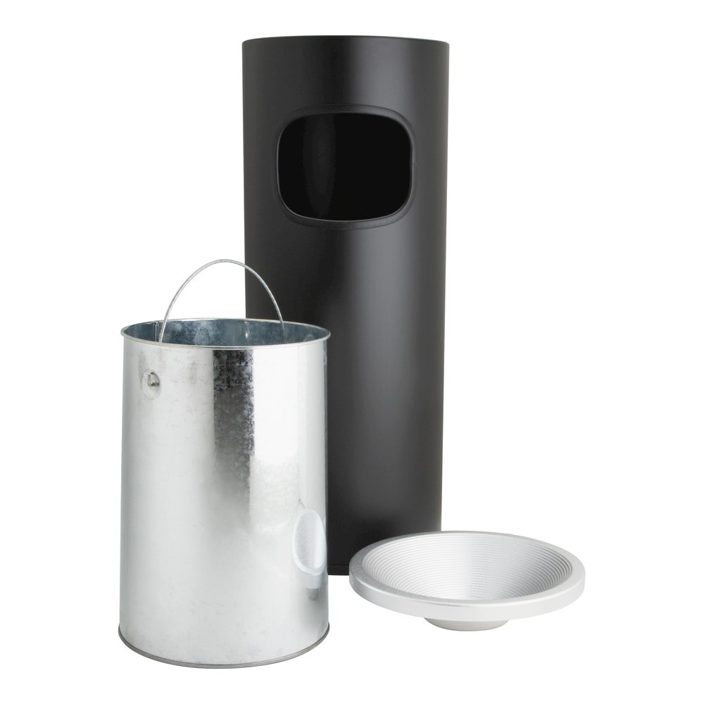 Genuine Joe Fire-safe 3-Gallon Ashtray Receptacle - 3 gal Capacity - Removable Lid, Fire-Safe - 28" Height x 11" Width - Aluminum, Stainless Steel - Aluminum, Black - 1 Each. Picture 7