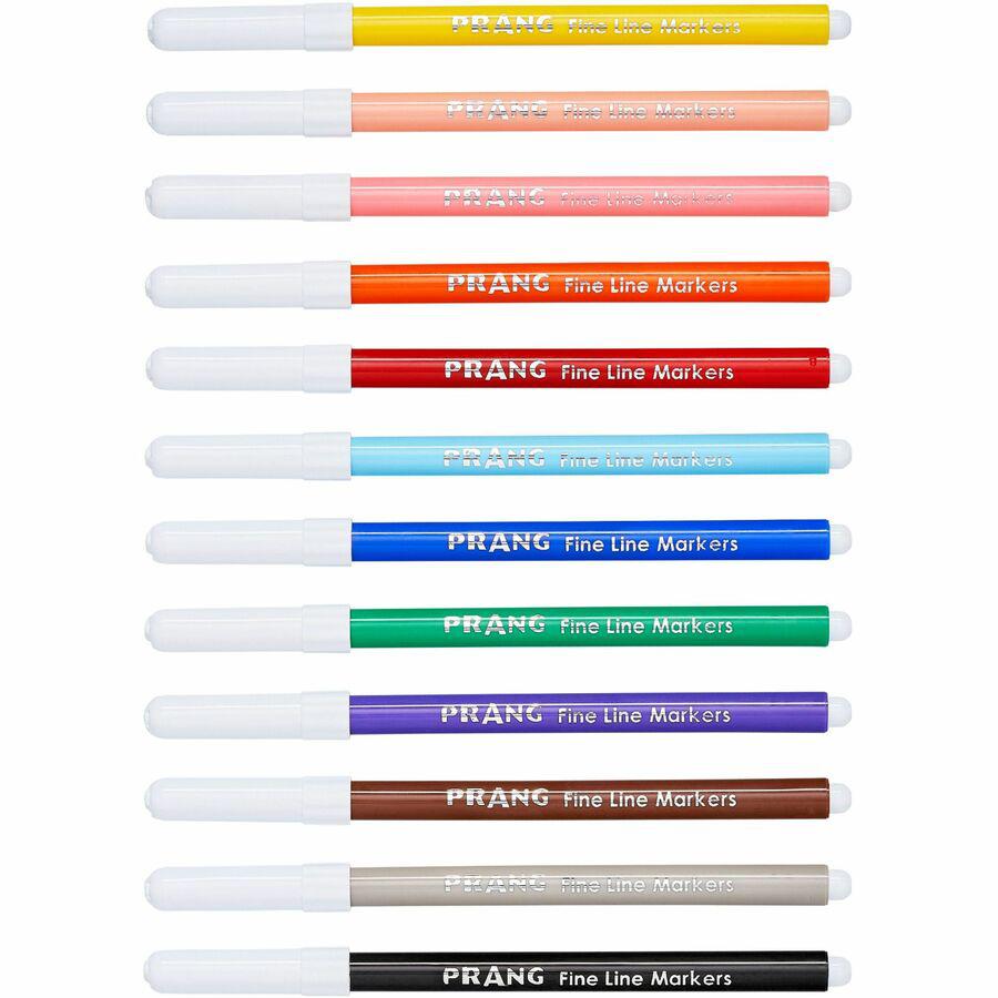 Prang Fineline Art Markers - Fine Marker Point - Red, Blue, Green, Yellow, Orange, Brown, Black, Purple, Gray, Pink, Light Blue, ... - 144 / Set. Picture 5