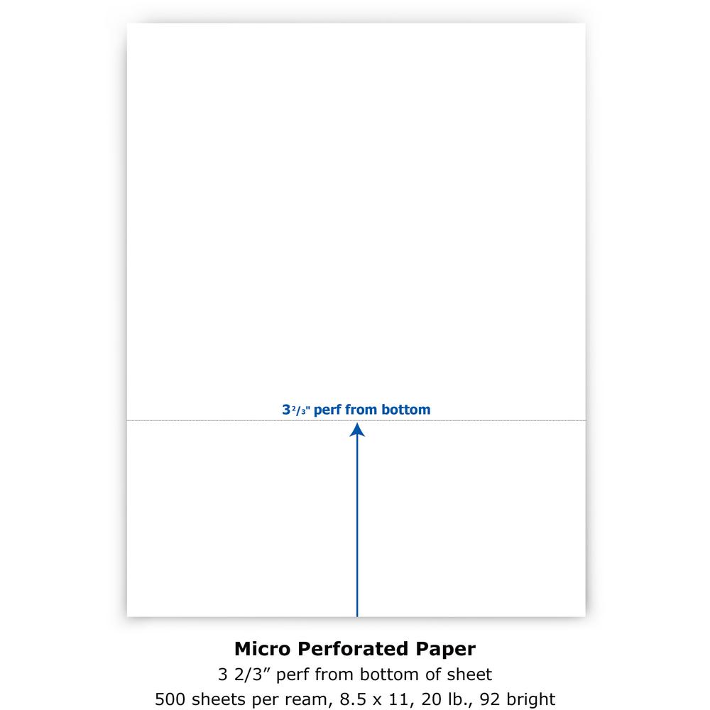 PrintWorks Professional Pre-Perforated Paper for Invoices, Statements, Gift Certificates & More - Letter - 8 1/2" x 11" - 20 lb Basis Weight - Smooth - 500 / Ream - Perforated - White. Picture 3