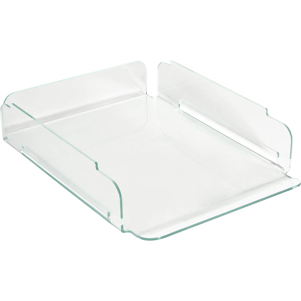 Lorell Single Stacking Document Tray - Desktop - Durable, Lightweight, Non-skid, Stackable - Clear - Acrylic - 1 Each. Picture 4