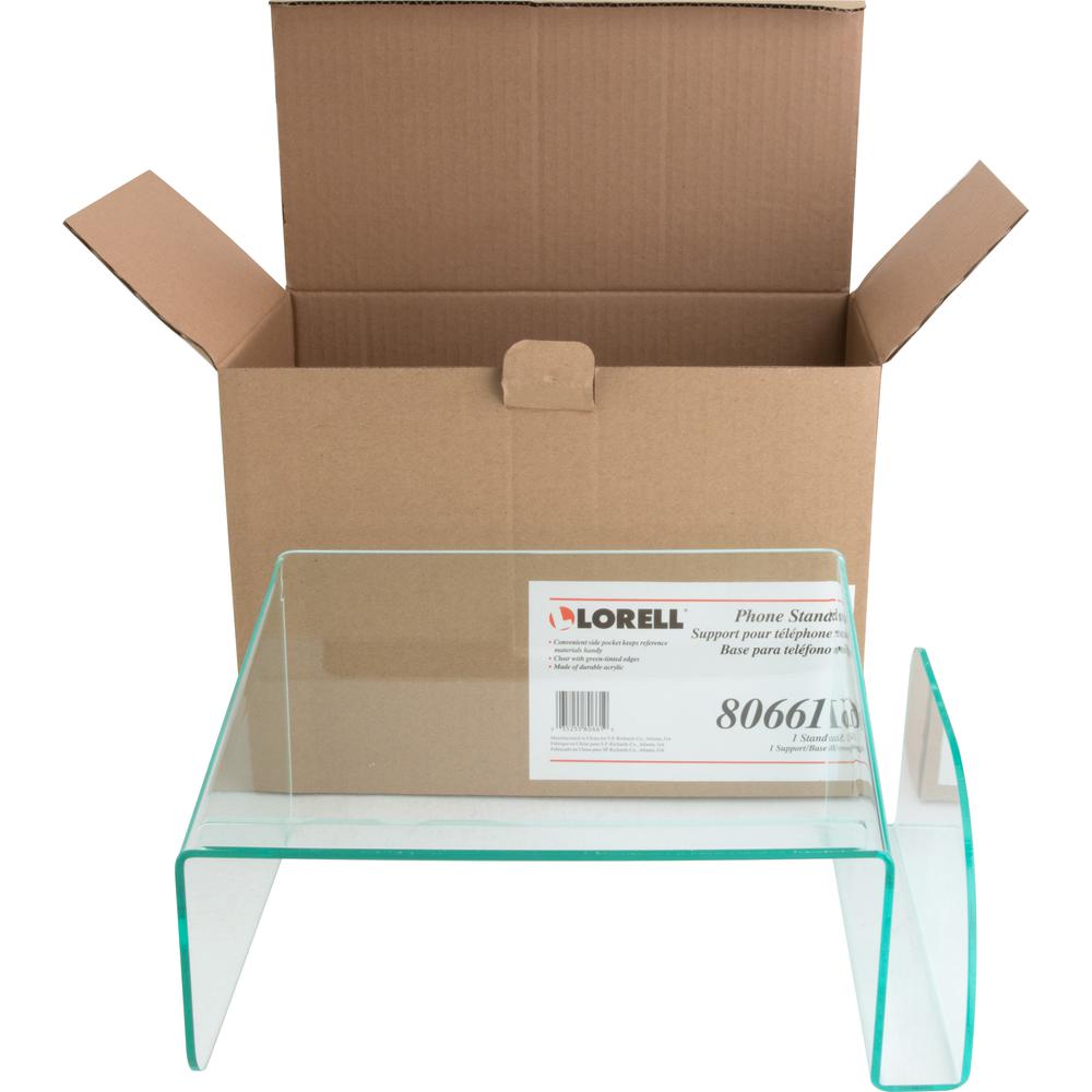 Lorell Phone Stand - 5.5" Height x 11" Width x 10" Depth - Acrylic - Clear, Green. Picture 5