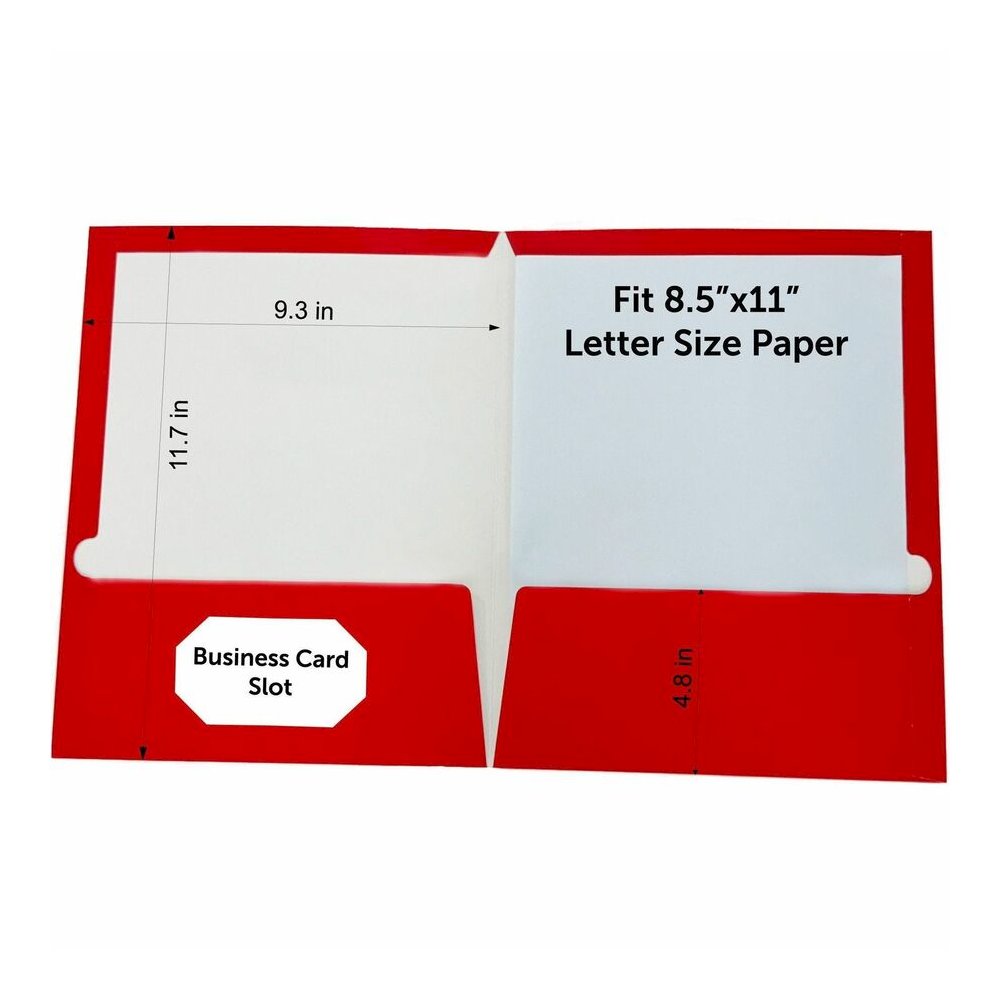 Business Source Letter No Pocket Folder - 8 1/2" x 11" - 100 Sheets Capacity - 2 Internal Pocket - Card Paper - Red - Durable, Laminated, Die-cut - 1 Box. Picture 9