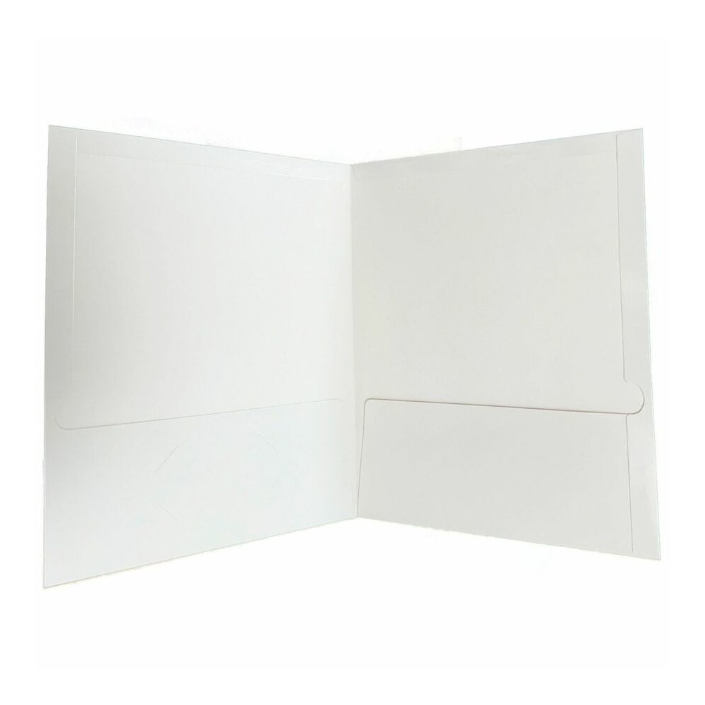 Business Source Letter Pocket Folder - 8 1/2" x 11" - 100 Sheets Capacity - 2 Internal Pocket - White - Laminated, Durable, Die-cut - 1 Box. Picture 8