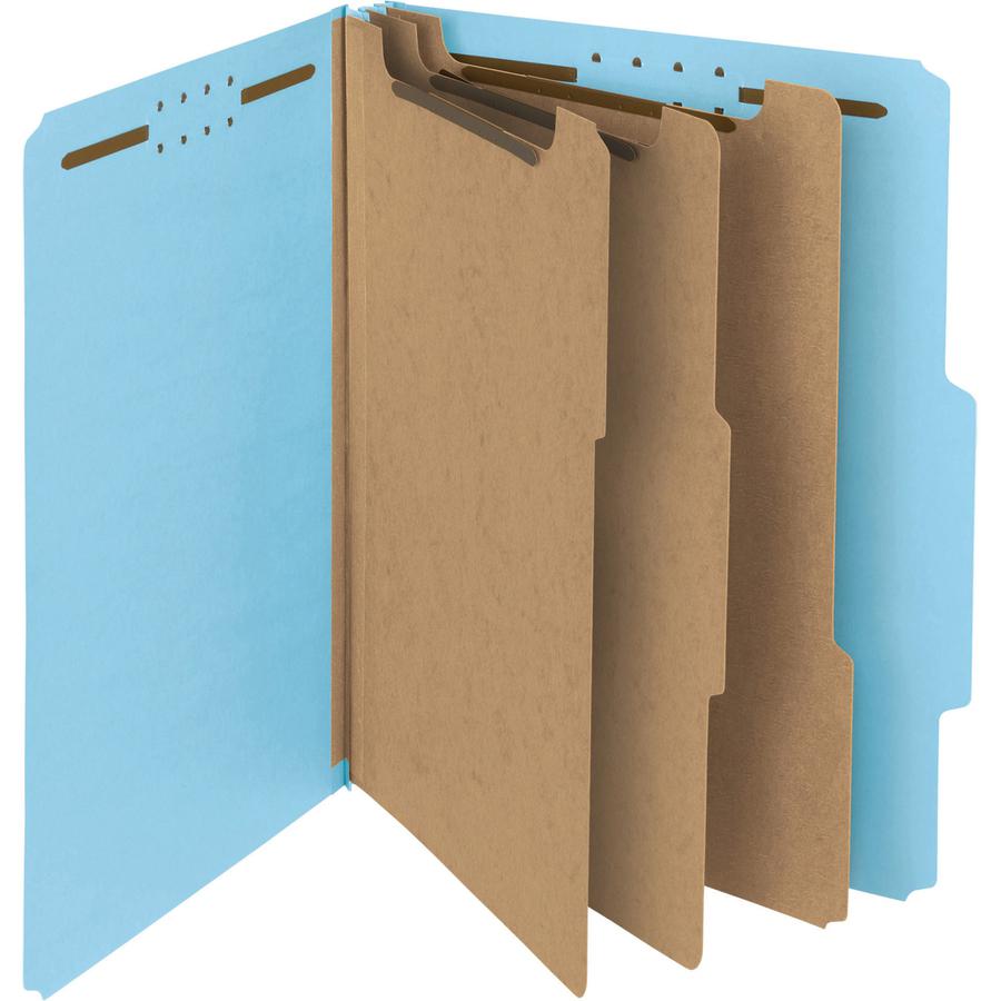 Smead 2/5 Tab Cut Letter Recycled Classification Folder - 3" Folder Capacity - 8 1/2" x 11" - 3" Expansion - 2 x 2K Fastener(s) - Top Tab Location - Right of Center Tab Position - 3 Divider(s) - Blue . Picture 7