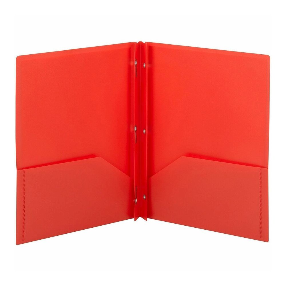 Smead Letter Pocket Folder - 8 1/2" x 11" - 80 Sheets Capacity - Double Tang Fastener - 2 Pocket - Polypropylene - Red - 25/Box - 25 / Box. Picture 5