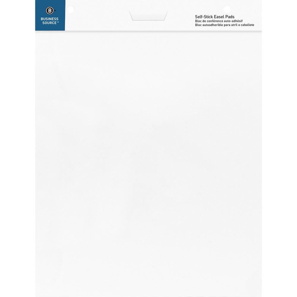Business Source 25"x30" Self-stick Easel Pads - 30 Sheets - Plain - 25" x 30" Sheet Size - White Paper - Cardboard Cover - Self-stick - 4 / Carton. Picture 3