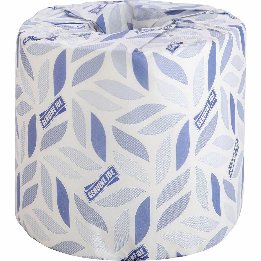 Genuine Joe 2-ply Standard Bath Tissue Rolls - 2 Ply - 4" x 3.20" - 500 Sheets/Roll - 1.63" Core - White - 96 / Carton. Picture 9