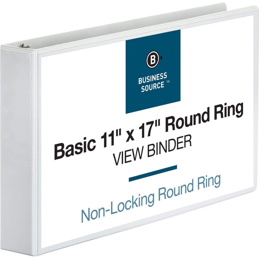 Business Source Tabloid-size Round Ring Reference Binder - 2" Binder Capacity - Tabloid - 11" x 17" Sheet Size - Round Ring Fastener(s) - White - Recycled - Durable, Clear Overlay - 1 Each. Picture 8