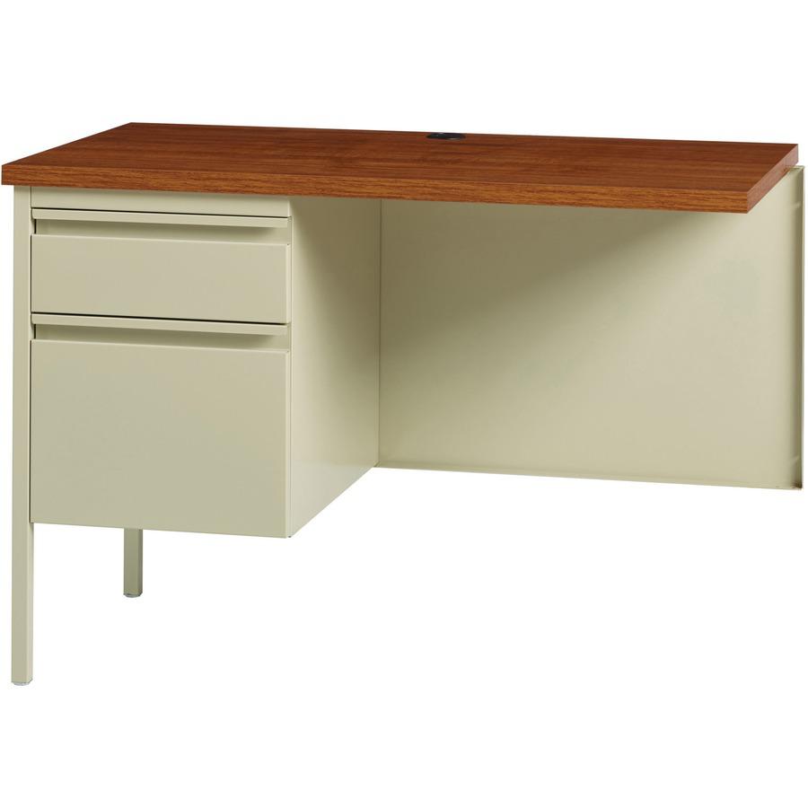 Lorell Fortress Series Left-Pedestal Return - Rectangle Top - 42" Table Top Width x 24" Table Top Depth x 1.12" Table Top Thickness - 29.50" Height - Office, File - Assembly Required - Oak, Oak Lamina. Picture 14