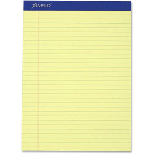 Ampad Perforated Ruled Pads - Letter - 50 Sheets - Stapled - 0.34" Ruled - Letter - 8 1/2" x 11" Sheet Size x 8.5" Width x 11.8" Length - Dark Blue Binding - Sturdy Back, Chipboard Backing, Perforated. Picture 2