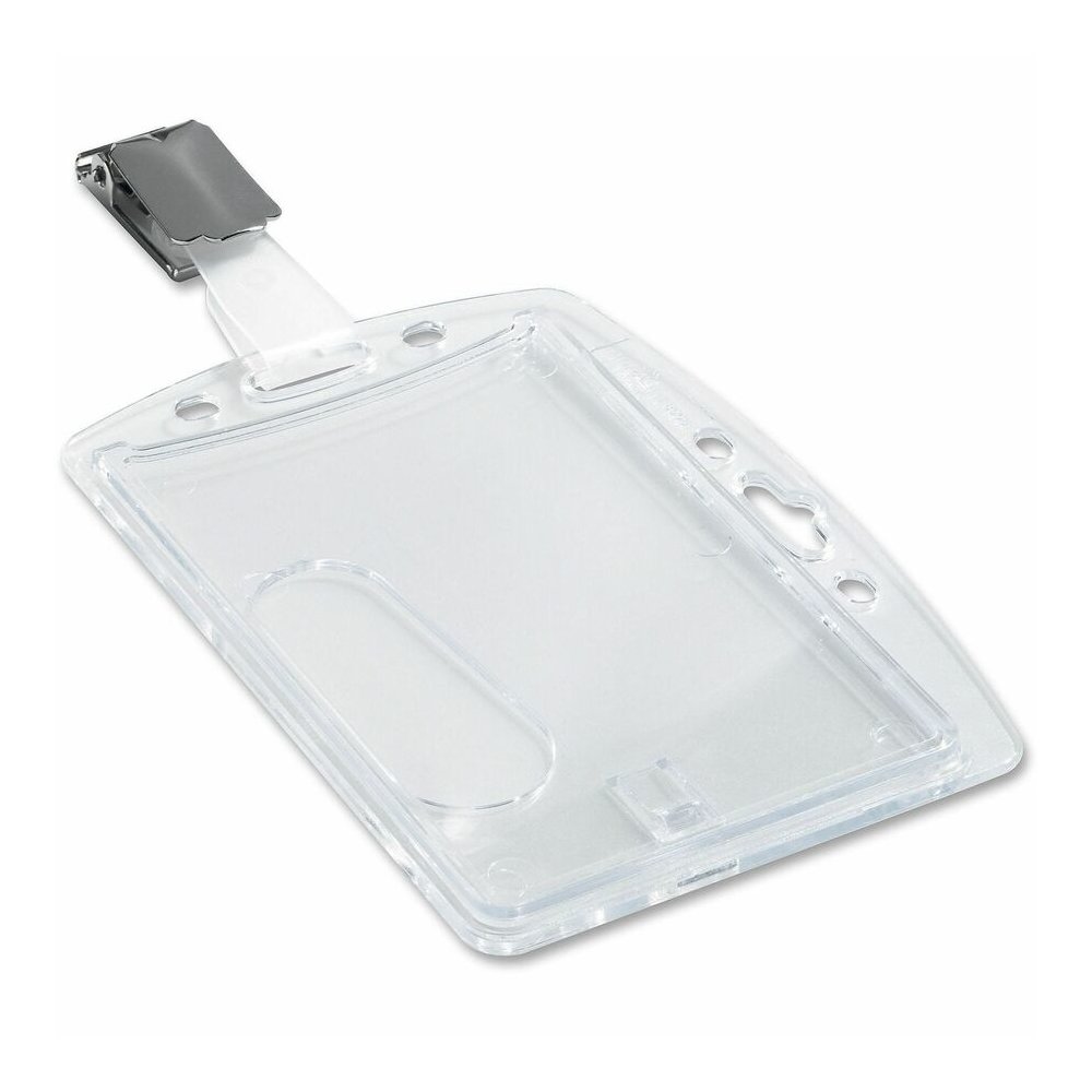 DURABLE Rotating Strap Clip ID Card Holder - Support 2.13" x 3.35" Media - 2.1" Height x 3.3" Width - Acrylic - Transparent - 25 / Box. Picture 5