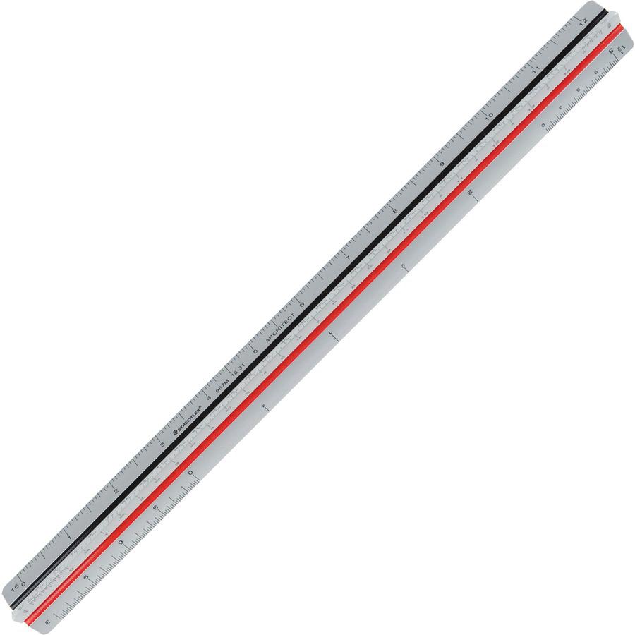 Staedtler Mars Professional Architectural Triangular Scale - 12" Length - Aluminum - 1 Each - Silver. Picture 2