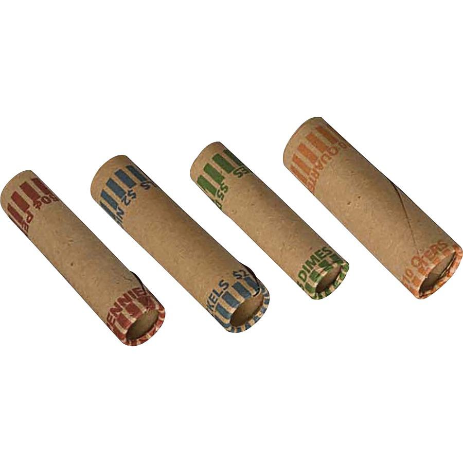 PAP-R Tubular Coin Wrappers - Total $5.0 in 50 Coins of 10¢ Denomination - Heavy Duty, Burst Resistant - Kraft - Green - 1000 / Box. Picture 3
