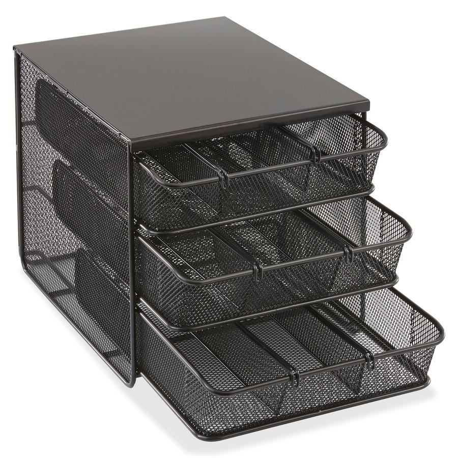 Safco Onyx Hospitality Organizer - 3 Drawer(s) - 3 Divider(s) - 3 Tier(s) - 8.25" Height x 11.50" Width x 8.25" Depth - Removable Divider, Sturdy - Powder Coated - Black - Steel - 1 Each. Picture 2