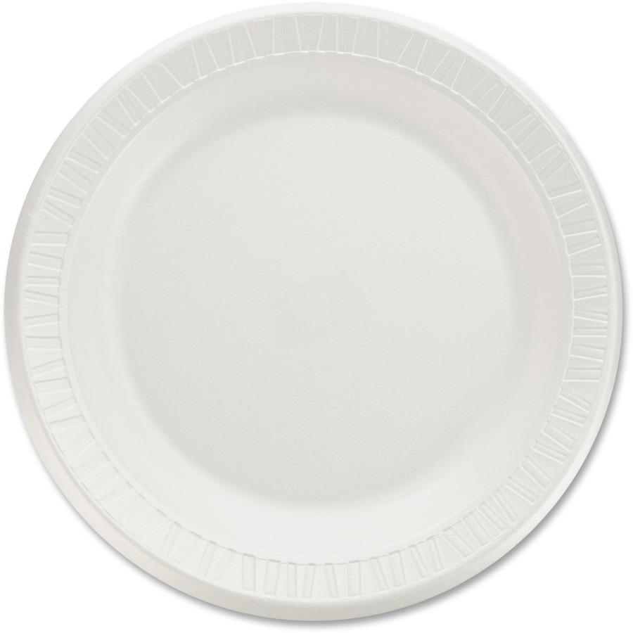 Dart Quiet Classic 9" Laminated Foam Plates - 9" Diameter - White - Foam Body - 125 / Pack. Picture 2