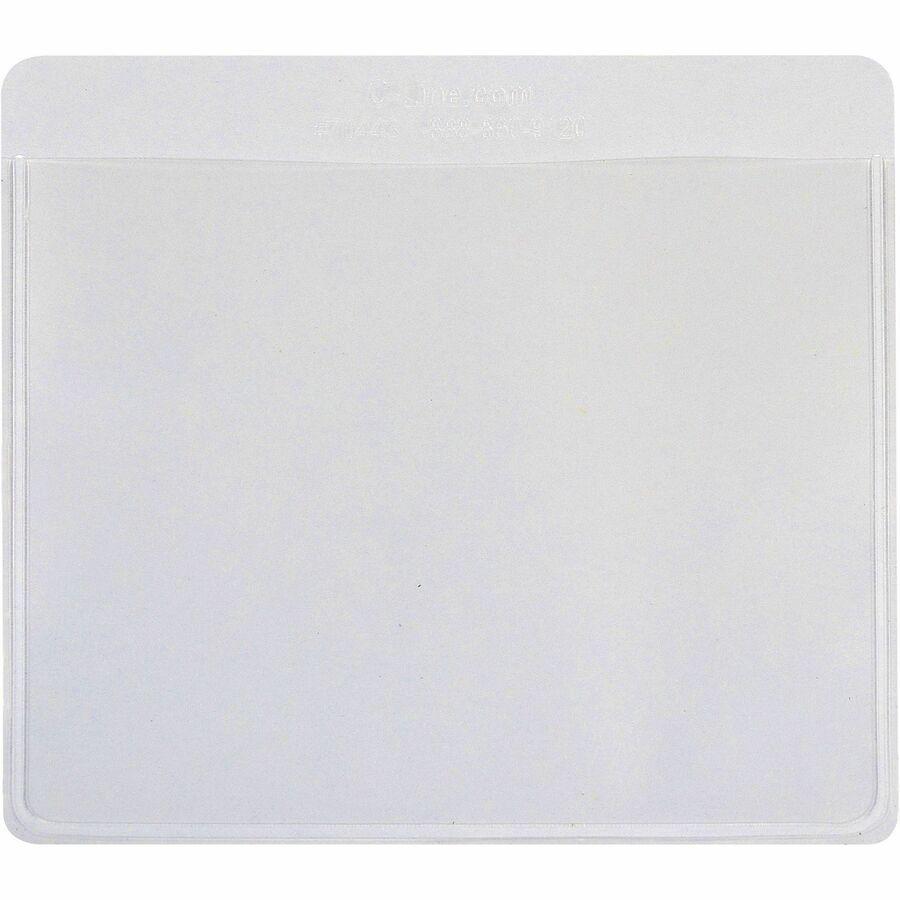 C-Line Self-Adhesive Labeling Pockets, Clear, 3-3/4 x 3, 25/PK - 3 3/5" Height x 4" Width x 1/16" Length - Rectangle - 25 / Pack. Picture 5