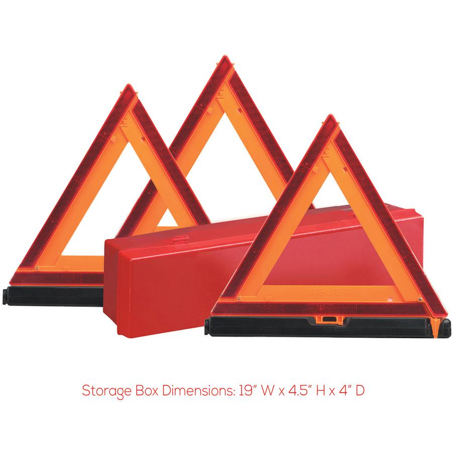 Deflecto Emergency Warning Triangle Kit - 1 Kit - 17.3" Width x 16.5" Height - Triangle Shape - Reflective, Non-flammable - Outdoor - Orange, Red. Picture 6