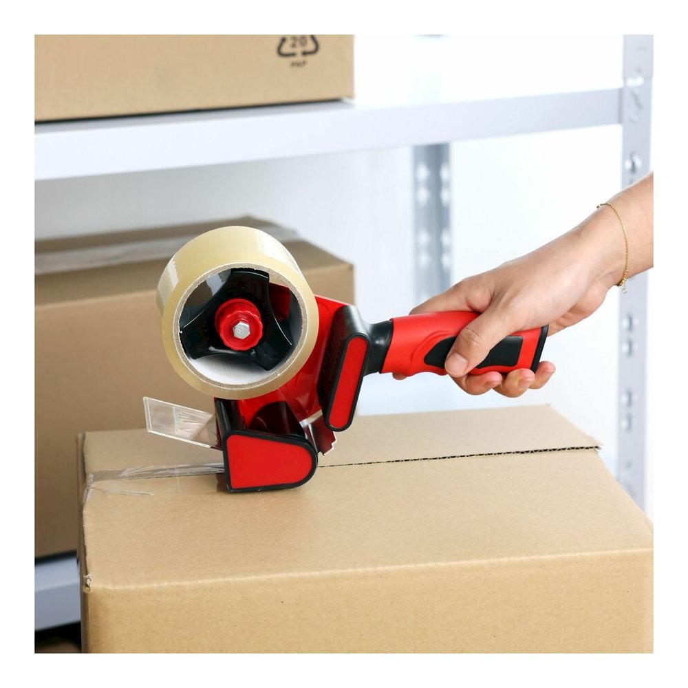 Sparco Handheld Tape Dispenser - 3" Core - Refillable - Ergonomic Design, Adjustable Tension Mechanism, Durable - Red, Black - 1 Each. Picture 11