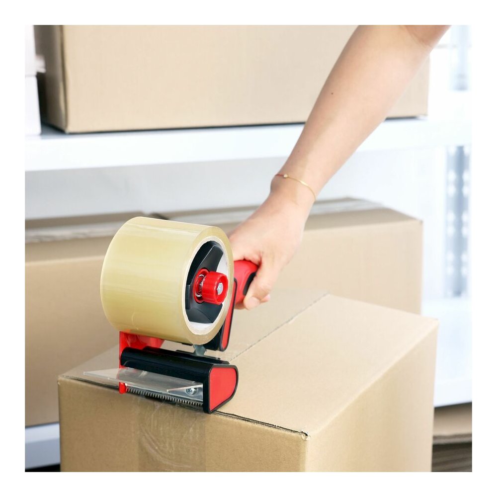 Sparco 3" Packaging Tape Dispenser - 3" Core - Ergonomic Design, Adjustable Tension Mechanism, Durable - Red, Black - 1 Each. Picture 11