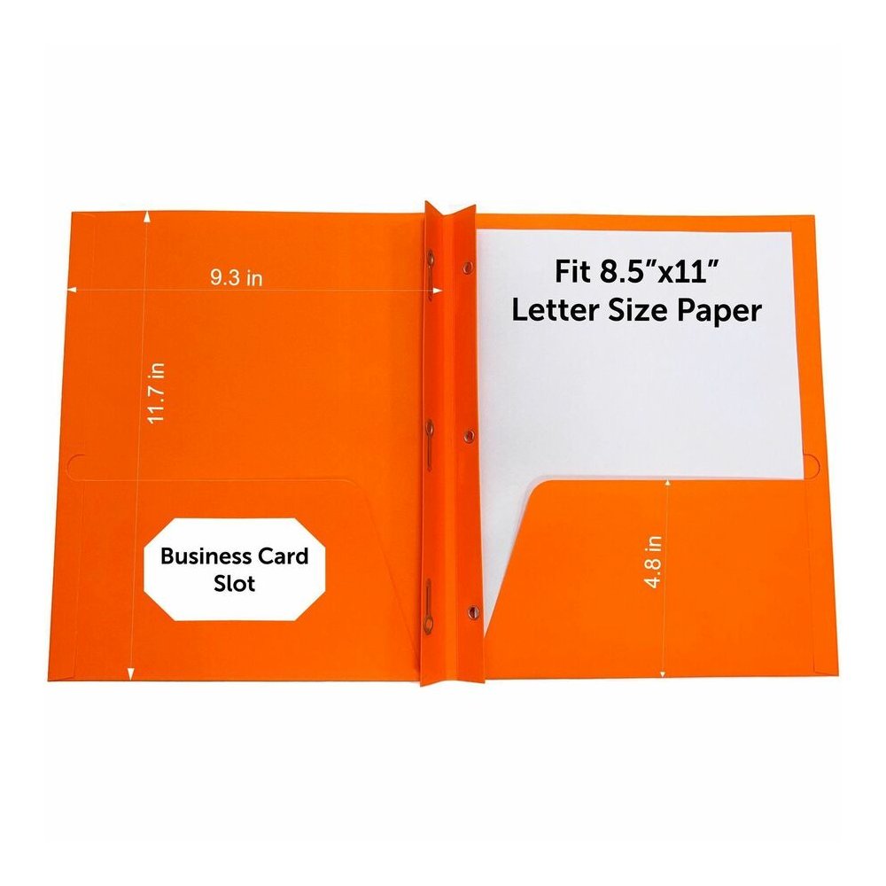 Sparco Letter Pocket Folder - 8 1/2" x 11" - 3 x Double Prong Fastener - 2 Internal Pocket - Orange - 25 / Box. Picture 5