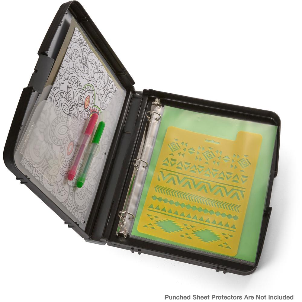 Officemate Ringbinder Clipboard Storage Box - 8 19/64" , 8 1/2" x 11 45/64" , 11" - Spring Clip - Plastic - Charcoal - 1 Each. Picture 3
