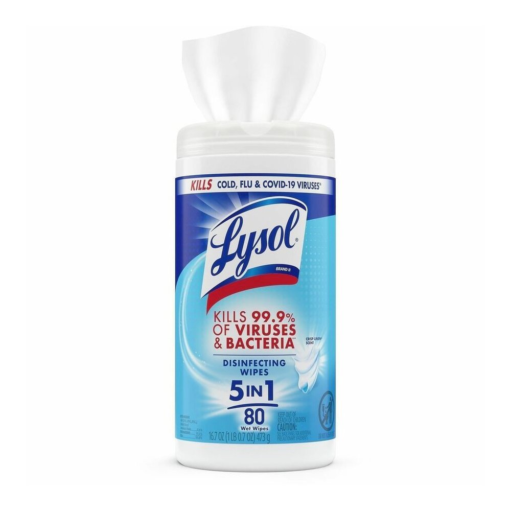 Lysol Disinfecting Wipes - For Multipurpose, Multi Surface - Wipe - Crisp Linen Scent - 7" Length x 7.25" Width - Recommended For: Virus Remover, Bacteria Remover - Disinfectant, Pre-moistened, Deodor. Picture 8