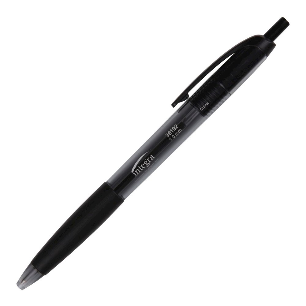 Integra 1.0mm Retractable Ballpoint Pen - Medium Pen Point - 1 mm Pen Point Size - Retractable - Assorted - 50 / Box. Picture 2