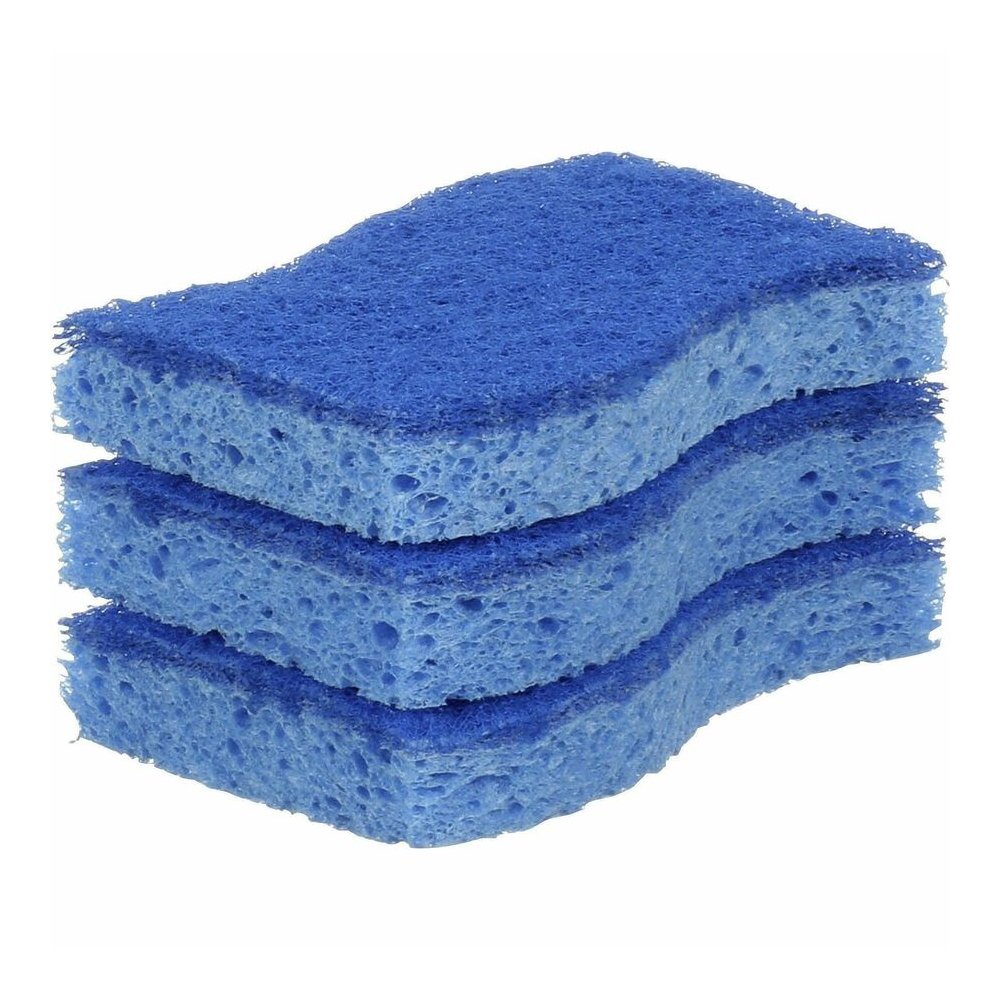 Scotch-Brite No Scratch Scrub Sponges - 2.8" Height x 4.5" Width x 4.5" Length x 590 mil Thickness - 3/Pack - 8 / Carton - Blue. Picture 5