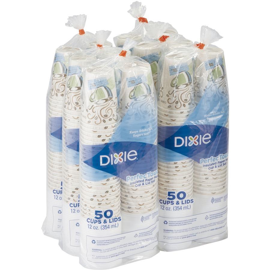 Dixie PerfecTouch 12 oz Hot Coffee Cup and Lid Sets by GP Pro - 50 / Pack - 6 / Carton - White - Paper - Hot Drink, Coffee, Beverage. Picture 11
