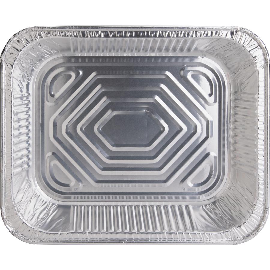 Genuine Joe Half-size Disposable Aluminum Pan - Cooking, Serving - Disposable - 0.5" Diameter - Silver - Aluminum Body - 100 / Carton. Picture 14