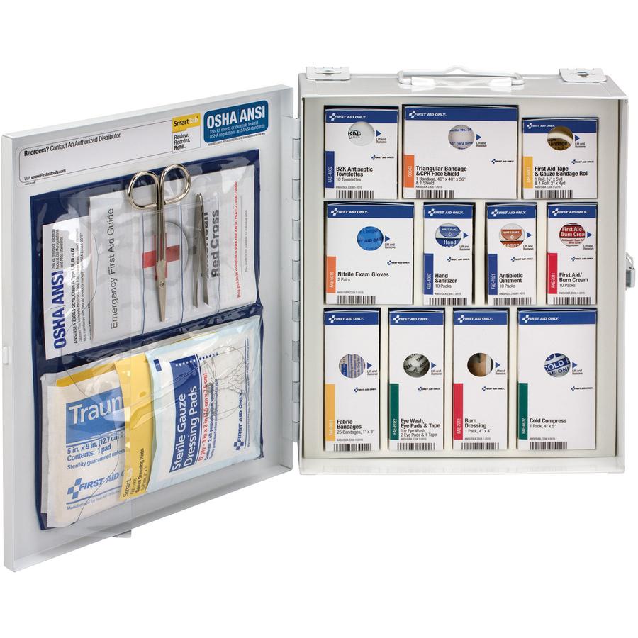 First Aid Only Class A SC First Aid Cabinet - Carrying Handle, Wall Mountable, Portable - White - Steel. Picture 3