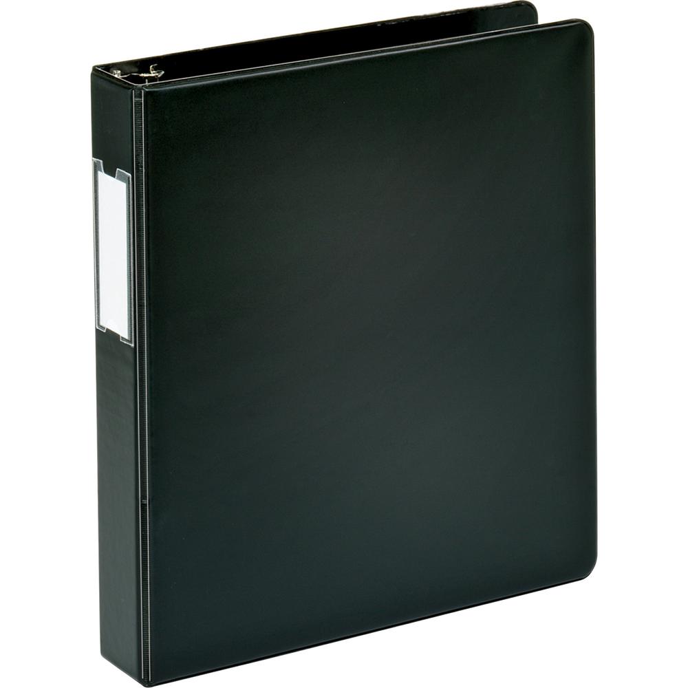 Business Source 1.5" D-Ring Binder - 1 1/2" Binder Capacity - 375 Sheet Capacity - Fastener: Slant D-Ring - Pocket: Internal - Black - Lay Flat, Label Holder - 1 Each. Picture 4