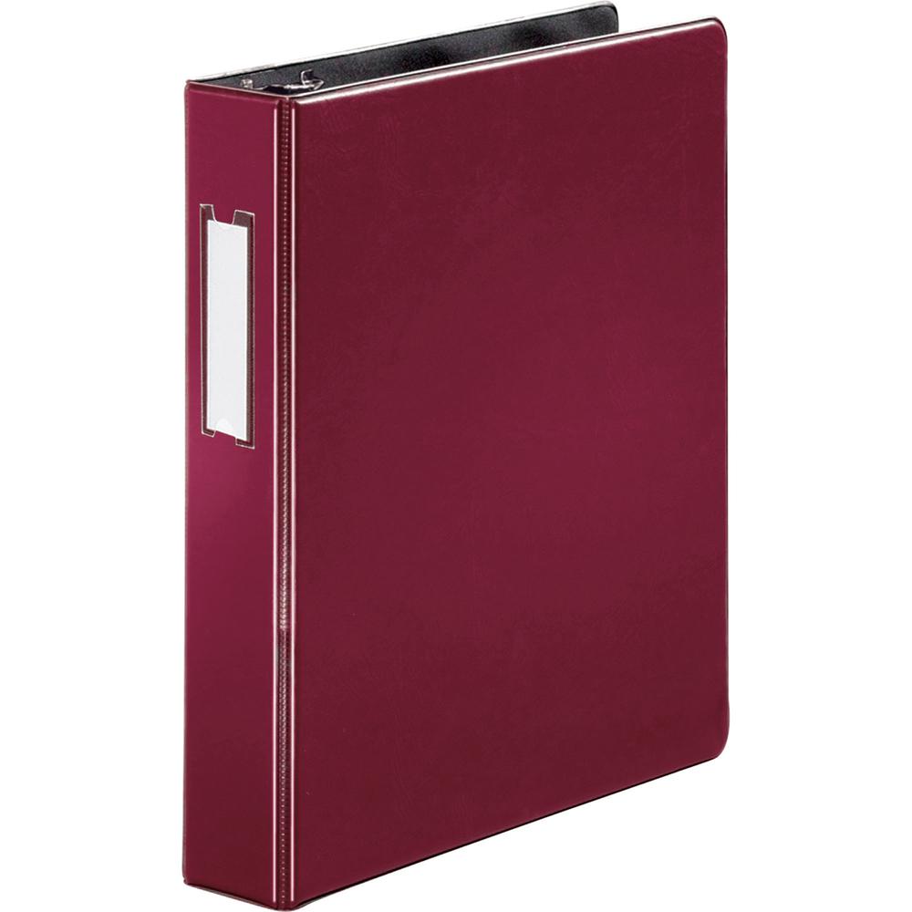Business Source 1.5" D-Ring Binder - 1 1/2" Binder Capacity - 375 Sheet Capacity - Slant D-Ring Fastener(s) - Internal Pocket(s) - Burgundy - Lay Flat, Label Holder - 1 Each. Picture 7