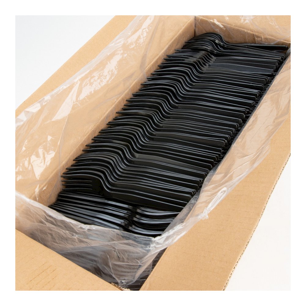 Genuine Joe Medium-Heavyweight Plastic Fork - 1 Piece(s) - Fork - 1 x Fork - Disposable - Textured - Black - 1000 / Carton. Picture 10