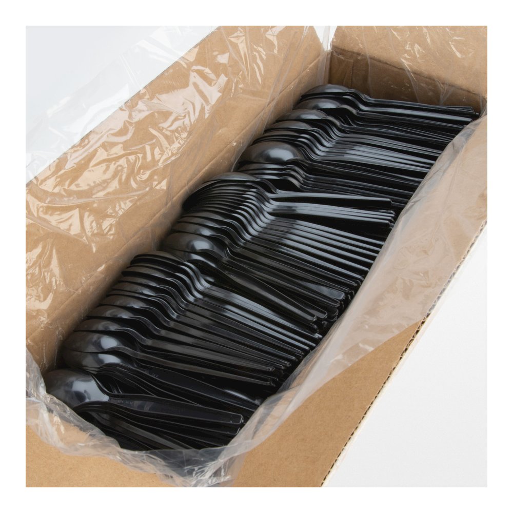 Genuine Joe Medium-Heavyweight Plastic Spoon - 1 Piece(s) - Spoon - 1 x Spoon - Disposable - Textured - Black - 1000 / Carton. Picture 10