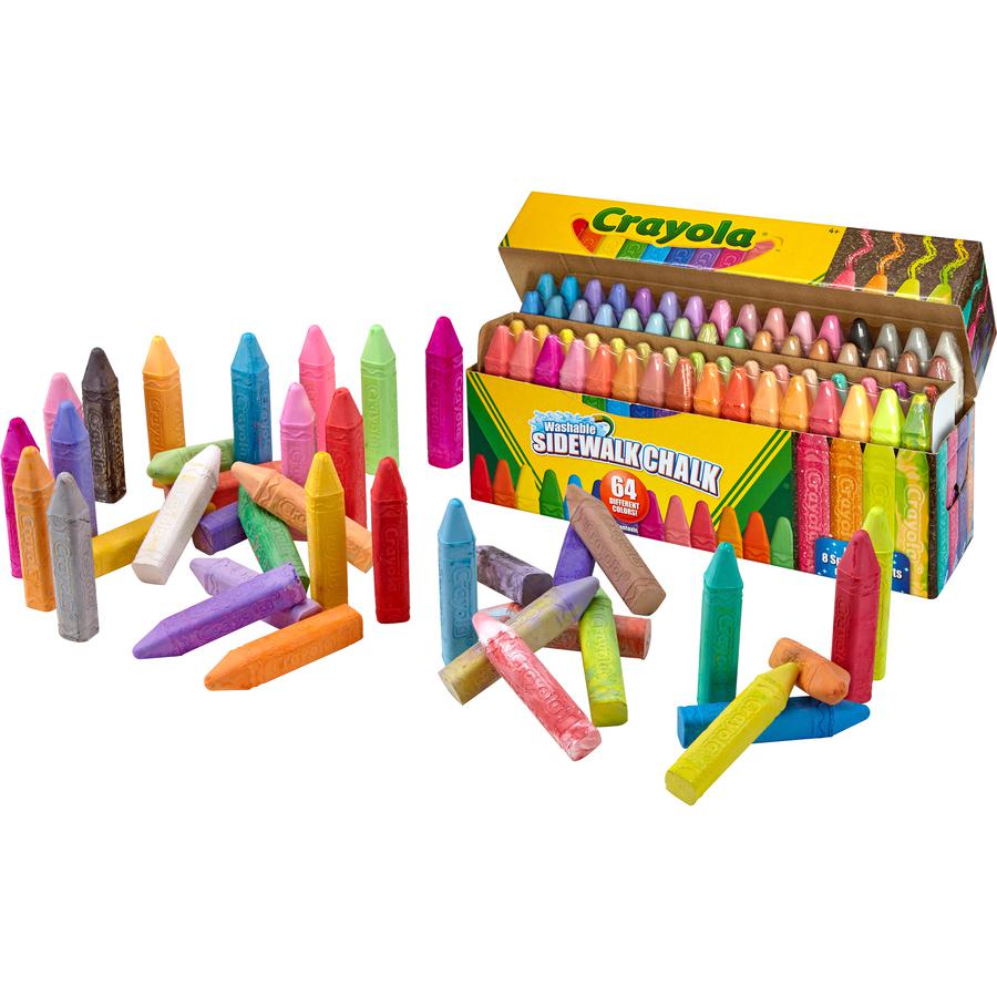 Crayola Washable Sidewalk Chalk - Unleash your colorful creativity outdoors! 64 unique, washable colors. Anti-roll stick design.. Picture 8