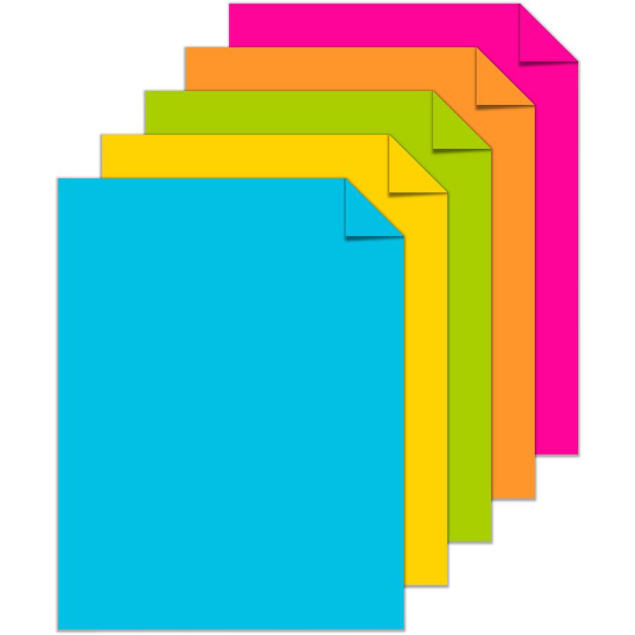Astrobrights Color Card Stock - 5 Assorted Colours - 8 1/2" x 11" - 250 / Pack - High-impact, Durable, Printable, Acid-free, Lignin-free - Lunar Blue, Solar Yellow, Terra Green, Cosmic Orange, Firebal. Picture 4