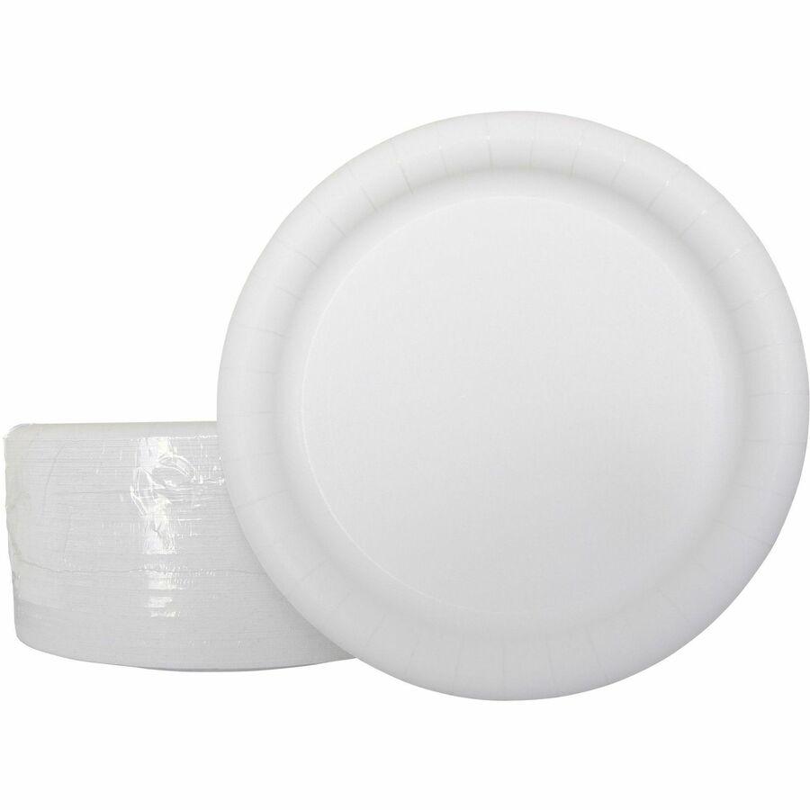AJM 9" Dinnerware Paper Plates - Disposable - 9" Diameter - White - Paper Body - 125/Pack - 4 / Carton. Picture 8