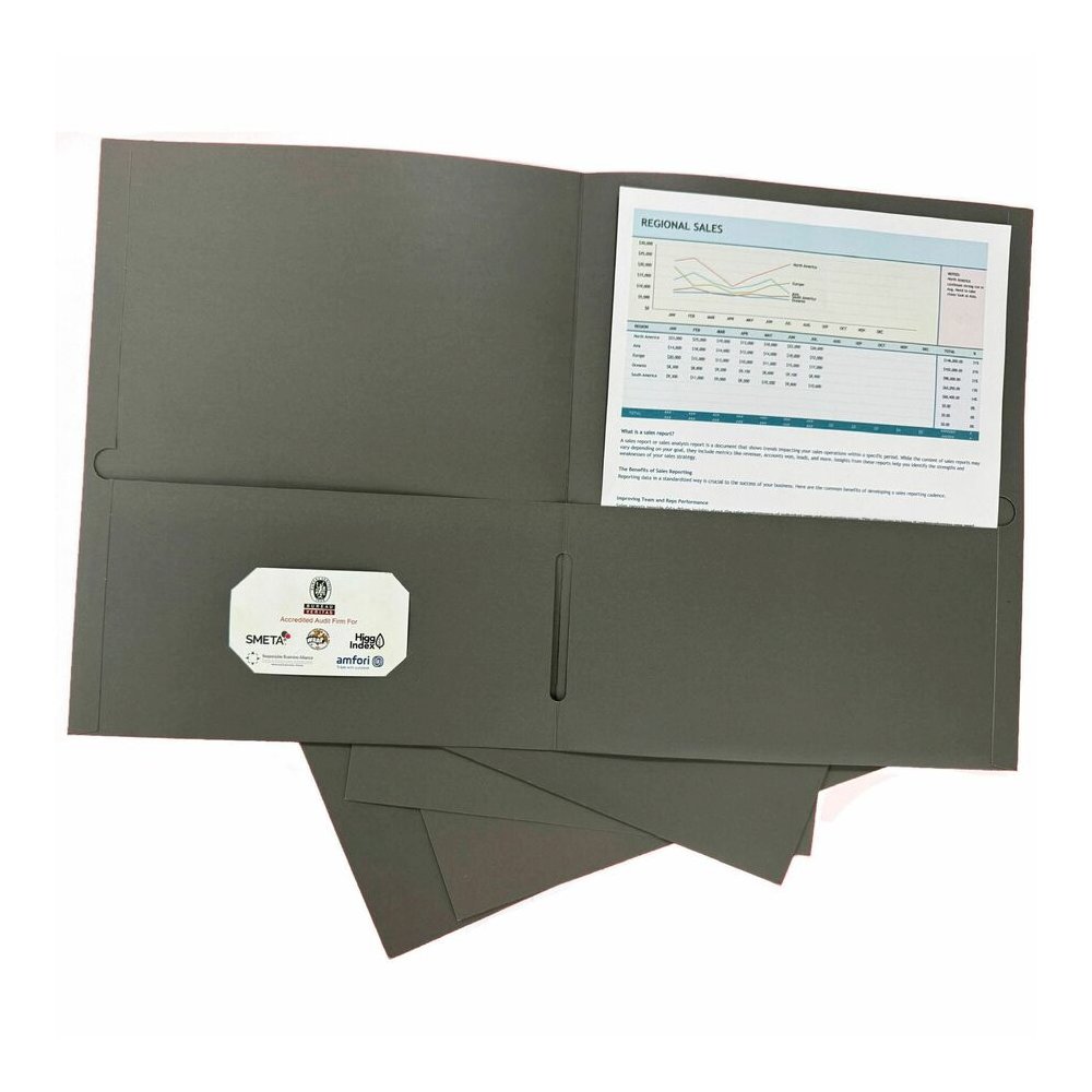 Business Source Letter Portfolio - 8 1/2" x 11" - 125 Sheets Capacity - Inside Front & Back Pocket - Gray - Card Holder - 1 Box. Picture 6