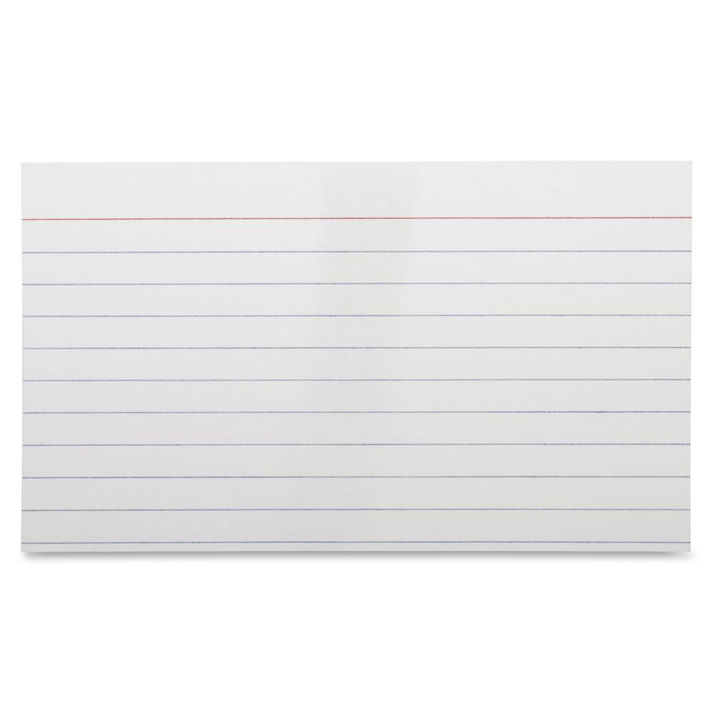 Business Source Ruled Index Cards - Front Ruling Surface - Ruled Front Ruling - 72 lb Basis Weight - 5" x 3" Sheet Size - White Paper - 100/Pack - 10 / Box. Picture 8
